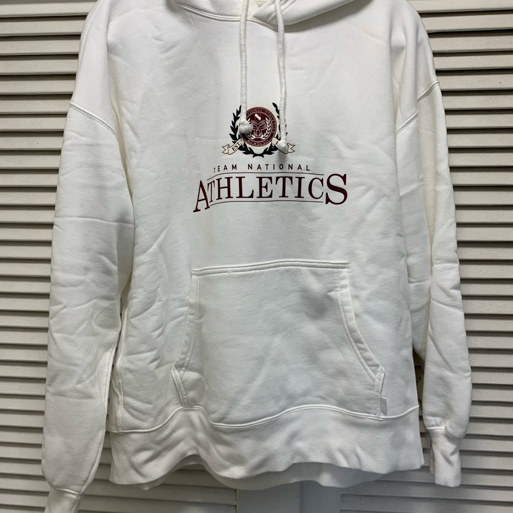 TNA White Hoodie with Maroon Logo